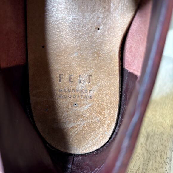 Feit Handmade Maroon Red Leather Slip-On Loafers Minimalist Women's Size 9 US - Picture 9 of 9